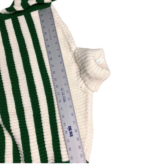 Madewell Ivory Green Striped Ribbed Turtleneck Sweater Womens M Preppy - Picture 7 of 12